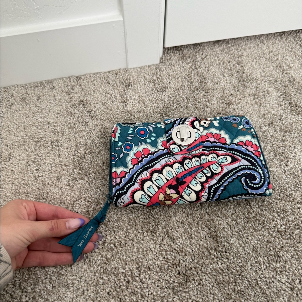 Vera Bradley Women's Floral Wallet - Teal and Pink - Picture 6 of 6